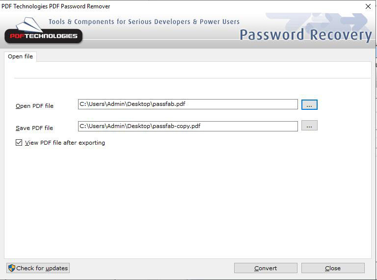 pdf technologies pdf password remover