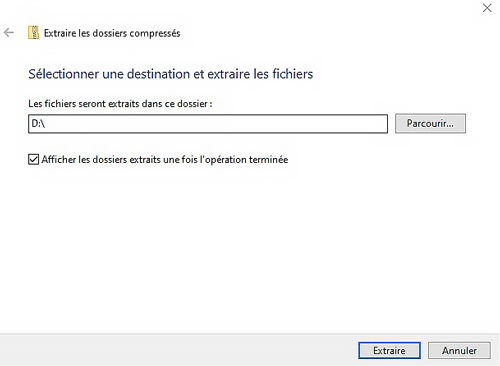 extraire dossier zip