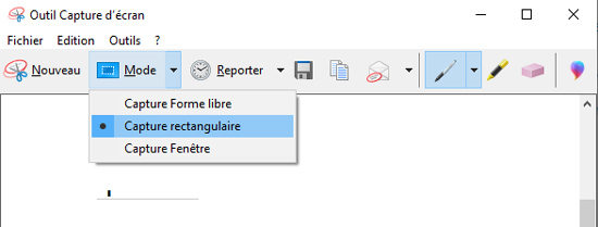 prendre une capture d'écran sur Windows via l'outil de capture