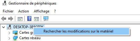 Rechercher les modifications sur le matériel