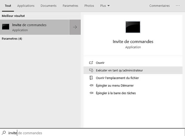 invite de commandes