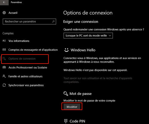 supprimer mot de passe pc windows 10